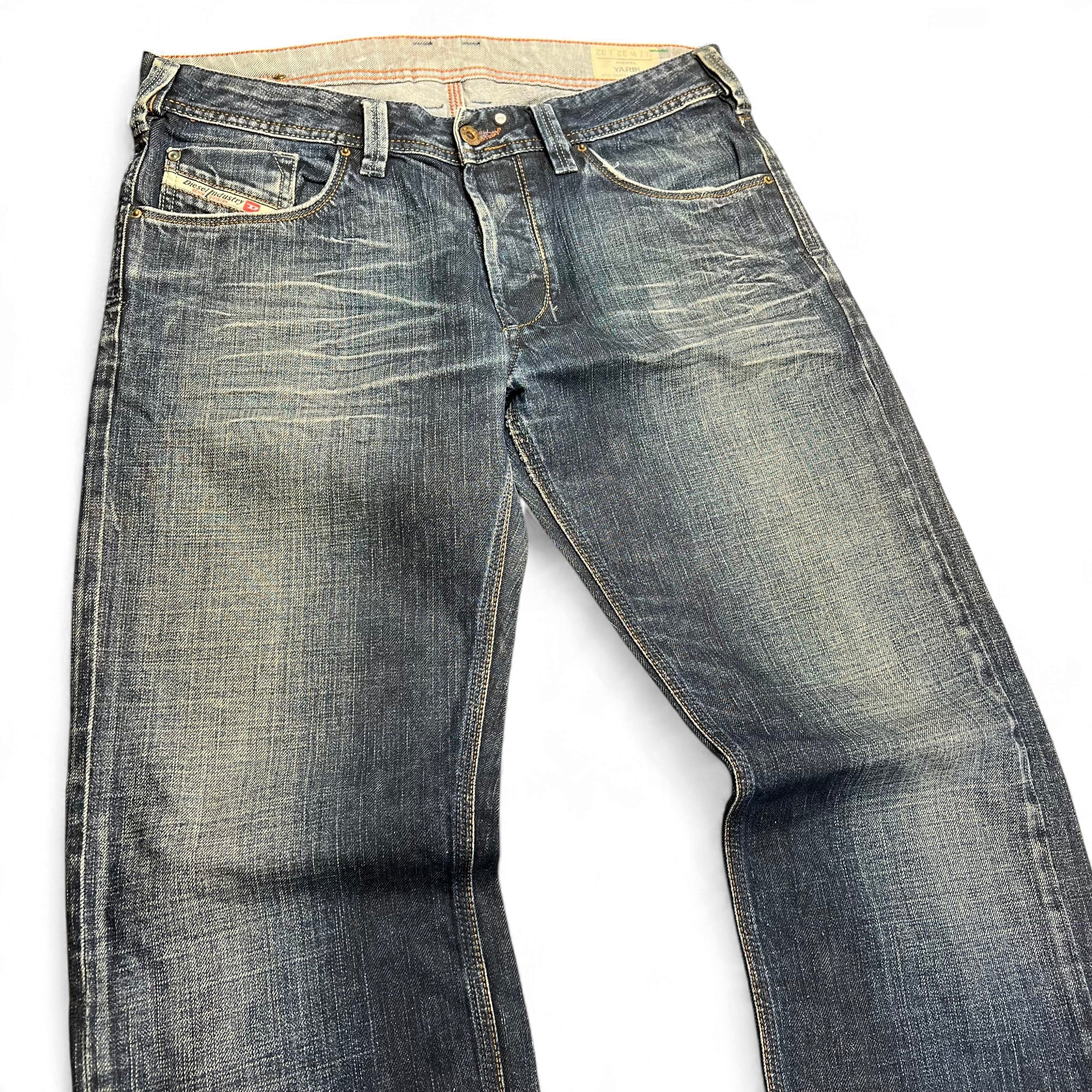 TWC Vintage Diesel Yarik Straight Jeans in verwaschenem Blau mit Stickerei und Vintage-Waschung