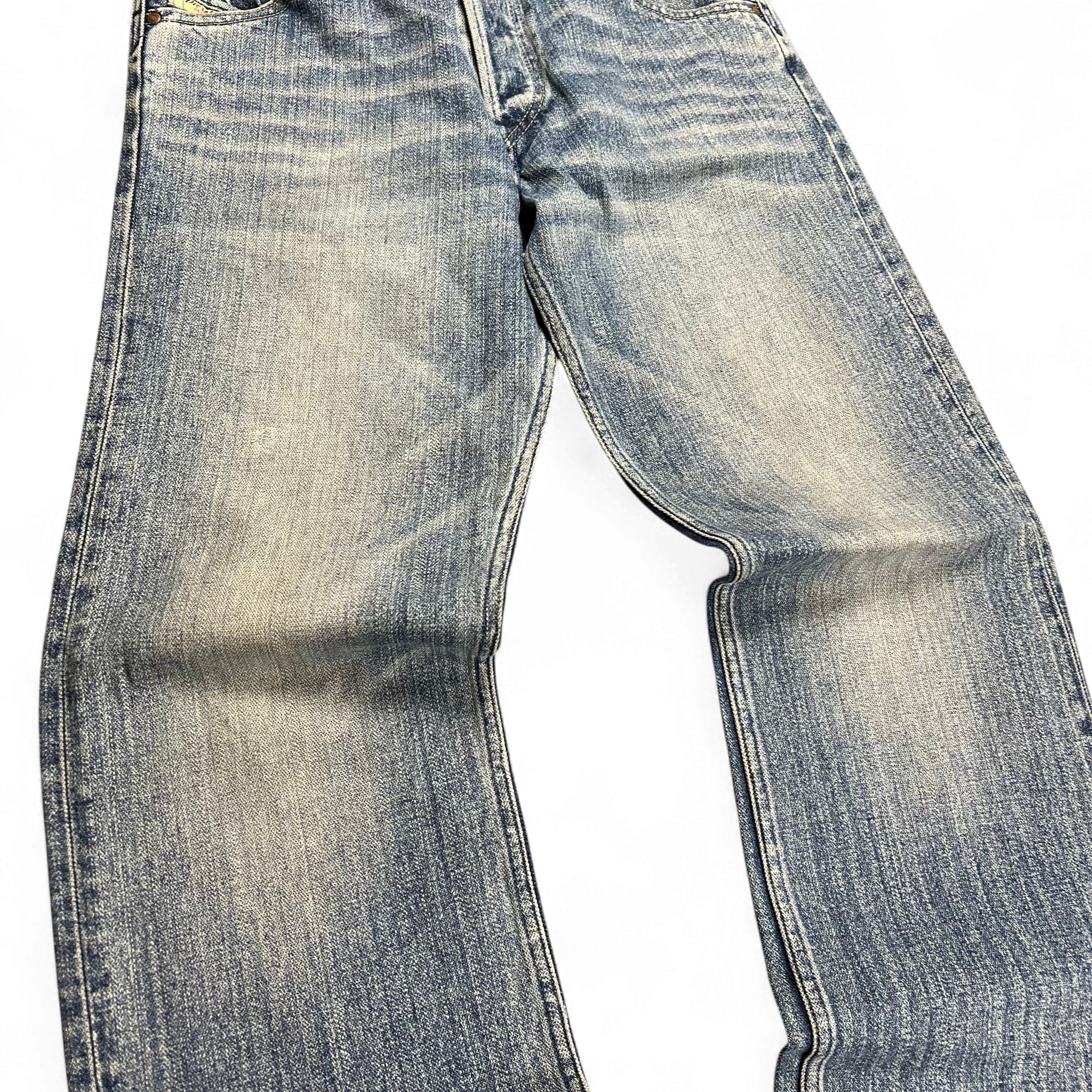 TWC Vintage Diesel Straight Jeans in verwaschenem Blau mit geradem Bein und klassischer Denim-Waschung