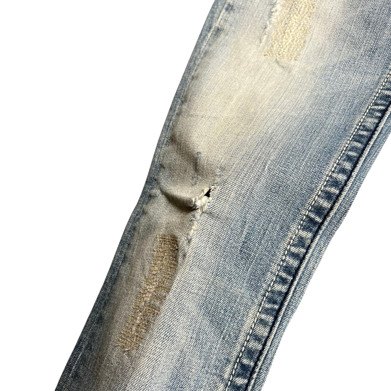 TWC Vintage Damen Miss Me Bootcut Jeans in hellem Denim mit Distressed-Details und Rissen am Bein