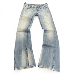 TWC Vintage Damen Miss Me Bootcut Jeans in verwaschenem Hellblau mit Ziernähten und ausgestelltem Bein