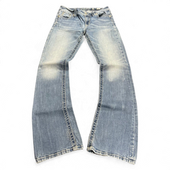TWC Vintage Damen Miss Me Bootcut Jeans in verwaschenem Blau mit Ziernähten und ausgestelltem Bein