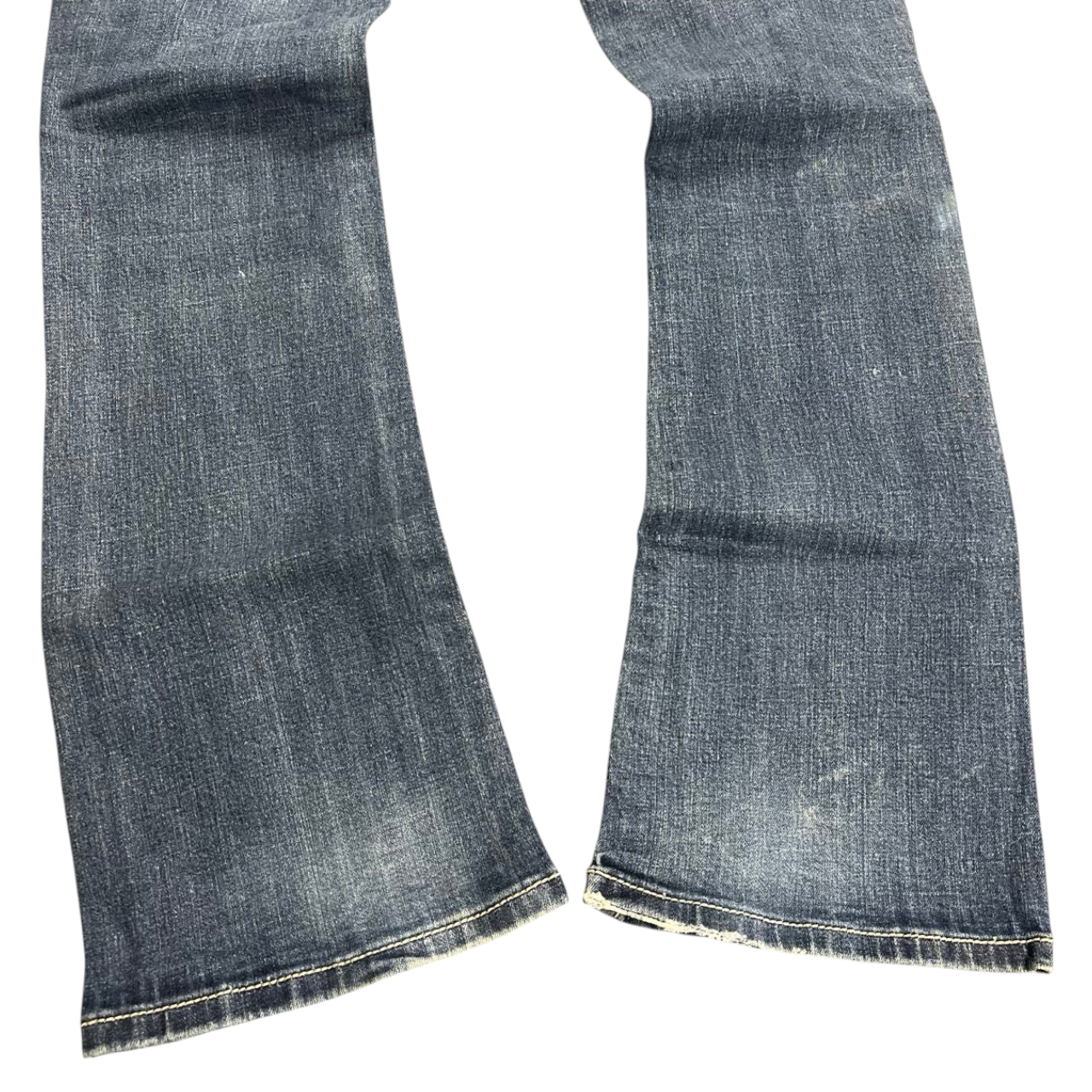 TWC Vintage Miss Me Damen Bootcut Jeans in verwaschenem Blau mit ausgestelltem Bein und Used-Look-Details