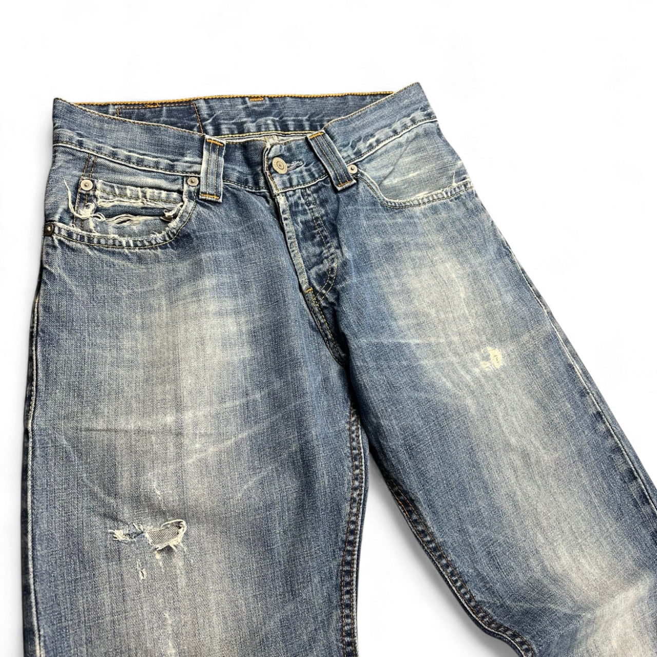 TWC Vintage Levi's 512 Jeans in distressed blauem Denim mit geradem Bein und Used-Optik