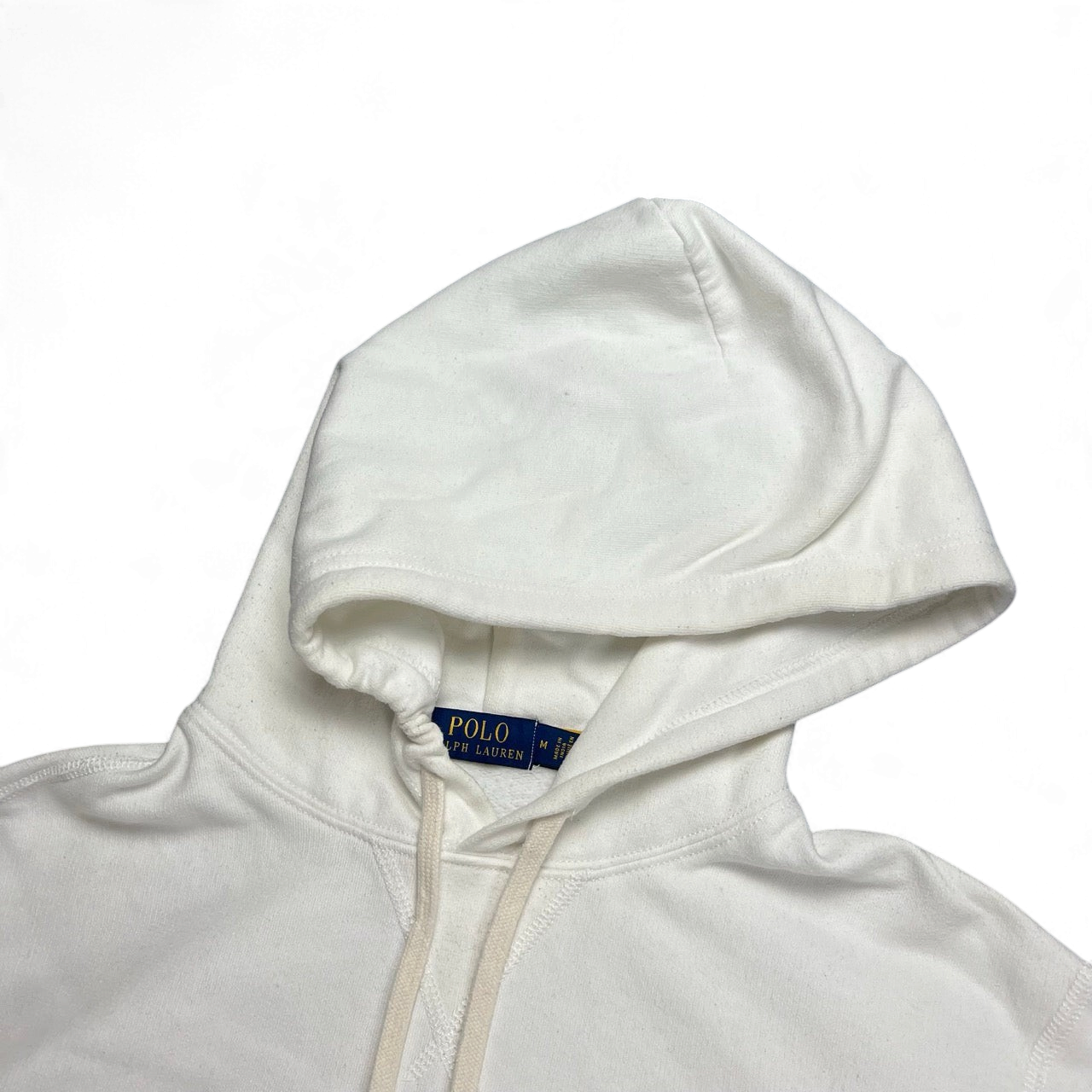 TWC Vintage Ralph Lauren Kapuzenpullover in Weiß mit Kordelzug und klassischem Markenetikett am Kragen