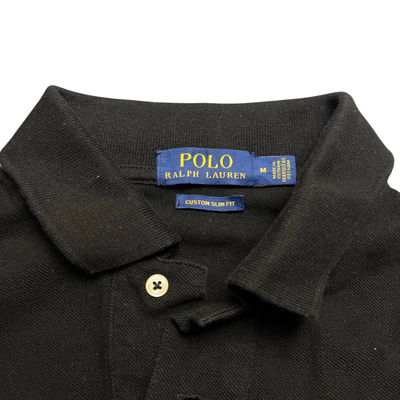 TWC Vintage Ralph Lauren Polo Langarmshirt in Schwarz mit Kragen und Custom Slim Fit Etikett