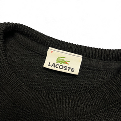 TWC Vintage Lacoste Pullover mit schwarzem Strickmuster und klassischem Krokodil-Logo am Kragenetikett